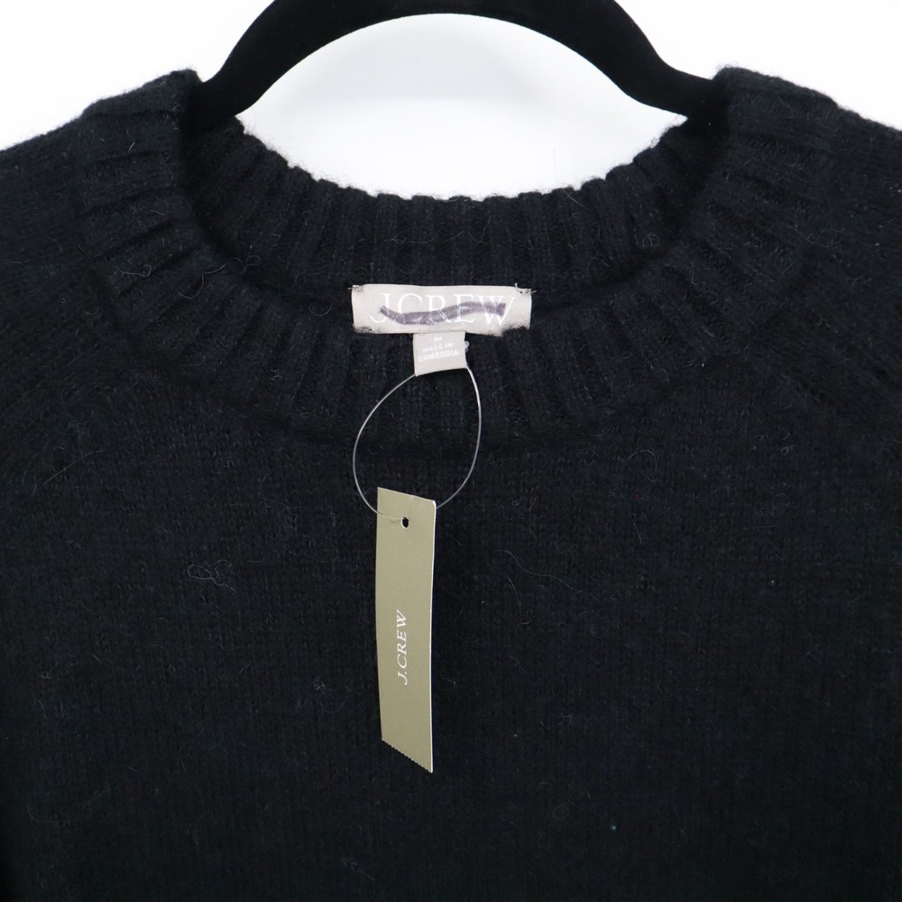 J. Crew Wool Alpaca Sweater Women M Black Mod Classic Timeless Sophisticated NWT - Picture 8 of 16